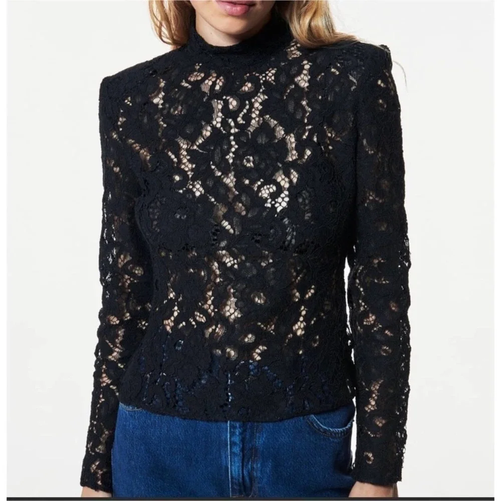 Zara Black Lace Top  Size: Small